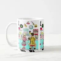 Retro Diner Couple Holding Hand 1950's Era  Coffee Mug