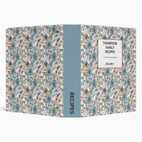 Stylish Floral Neutrals Personalized Recipe  3 Ring Binder