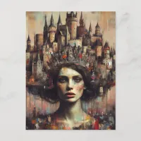 Fairy Tale Queen With Castle Crown on Her Head Postcard