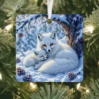 Foxes Themed Personalized Christmas Metal Ornament