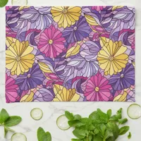 Stained Glass Abstract Purple Yellow Pink Kitchen Towel