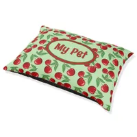 Red Cherries All Over Personalized Pet Bed