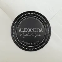 Black & Silver Gemstone Round Return Address Label