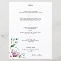 Elegant Floral Wedding Soft Botanical Romance Menu