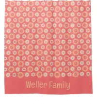 Personalized Name Peach, Coral, & Cream Floral Shower Curtain