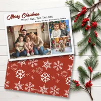 Snowflakes Three Family Photos Christmas Holiday Card