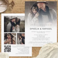 4 Photos Overlay QR Code Bohemian Wedding  Invitation