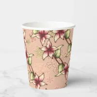 Pink Poinsettia Christmas Paper Cups