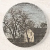 Only Memories Remain, Abandoned Farm House Sandstone Coaster