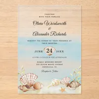 Beach Ocean Tropical Watercolor Wedding Acrylic Invitations