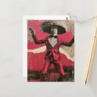 A silly retro dancing mushroom postcard