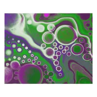 Green and Purple Fluid Art Marble Abstract Modern  Faux Canvas Print