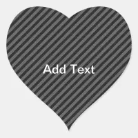 Thin Black and Gray Diagonal Stripes Heart Sticker