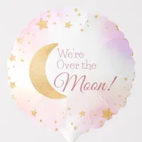 Over the Moon and Stars Pink Girl Baby Shower  Balloon