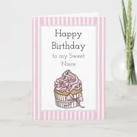 Pink and Silver Cupcake | Happy Birthday Niece Card