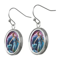 Personalized Name Aquarius Goddess Earrings