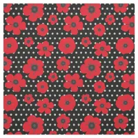 Red Poppy and Polka Dot Pattern Fabric