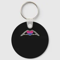 Bone Hands Heart Bisexual Goth Minimal Design Keychain