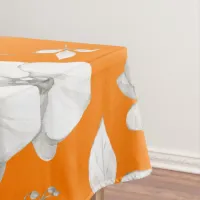 Watercolor White Orchid on Orange | Tablecloth