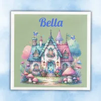 Pink & Blue Fairy Cottage Core Monogram on Green | Paper Dinner Napkins