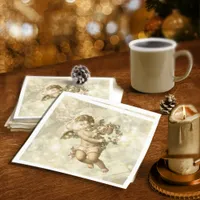Vintage Angel Glittering Gold V3 ID136 Napkins