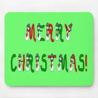 Merry Christmas Snowman Font Mousepad