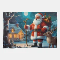 Joyful winter Christmas celebration scene Kitchen Towel