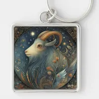Capricorn Goat Zodiac Astrology Celestial Birthday Keychain