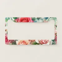 Whimsical Rose Pattern License Plate Frame