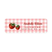 Berry Sweet Pink Plaid Strawberries  Label