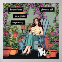 Relaxing with Coffee, Cats and Plants Poster