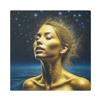 Ethereal Woman Meditating Under the Stars Metal Print