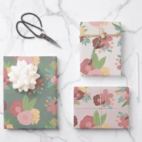 Cute Bright Colorful Pastel Flower Bouquets Wrapping Paper Sheets