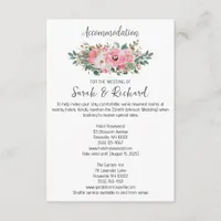 Bright Pink Floral Accommodation Wedding  Enclosure Card