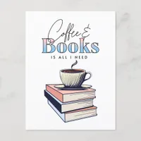 Vintage Books and Coffee is All I Need   Postcard