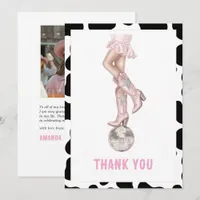 Last Rodeo Disco Cowgirl Bachelorette Photo Thank You Card