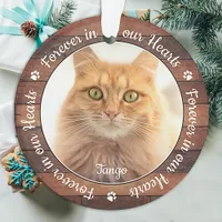 Rustic Pet Memorial Paw Prints Cat Dog 2 Photo Ornament