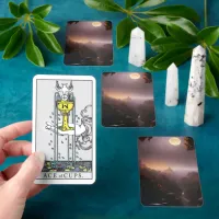 Mystic Full Moon over Fantasy Red Rock Valley Tarot Cards