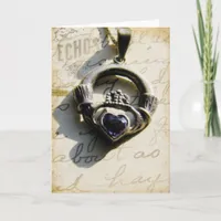 Claddagh Purple and Silver Vintage Card