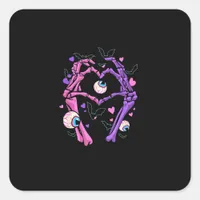 Heart Skeleton Hands - Halloween Pastel Goth Eyeba Square Sticker