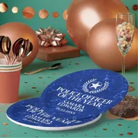 Elegant Police Officer of the Year Blue Marble Paper Plates