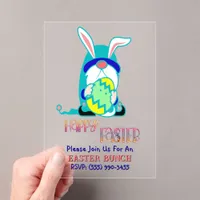 Gnome & Egg Happy Easter Brunch Acrylic Invitations