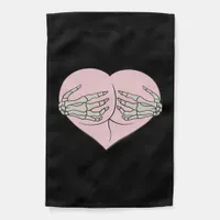 Heart Butt Hug Skeleton Hands Classic Look Garden Flag