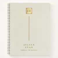 Elegant Creamy Gold Shiny Monogram Spiral Notebook