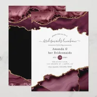 Burgundy and Gold Agate Bridesmaids Luncheon Invitation
