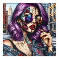 Colorful Abstract Pretty Lady with Purple Hair Acrylic Print