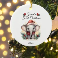 Baby's First Chrismas Elephant  Ceramic Ornament