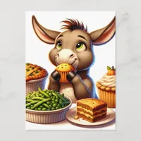 Adorable Thanksgiving Donkey Postcard