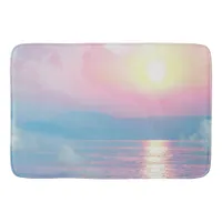 Magical landscape in pink sunset    bath mat