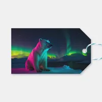 Silent Majesty: Polar Bear Under Northern Lights Gift Tags